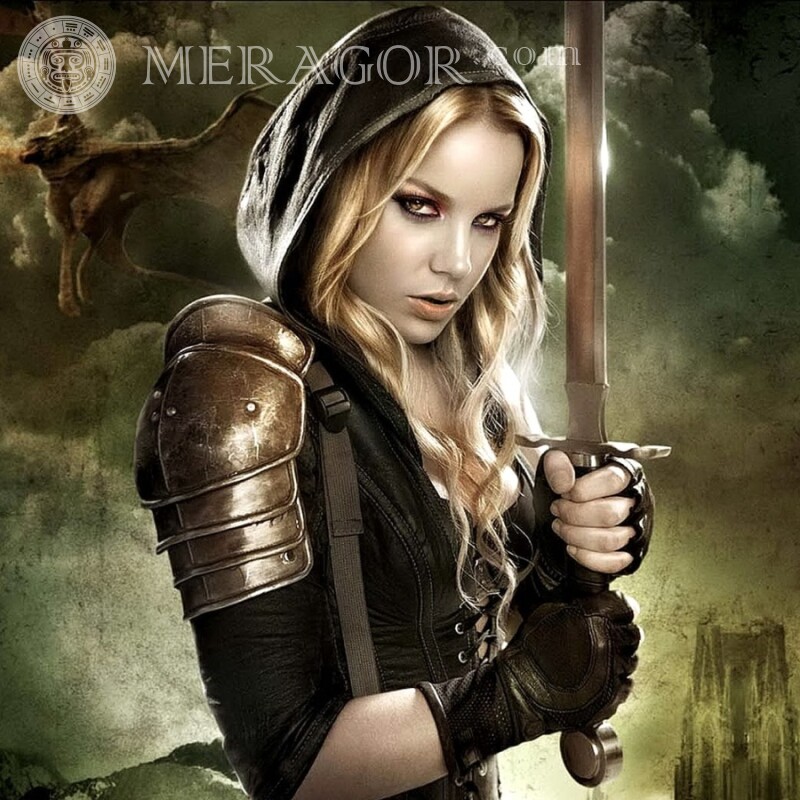 Garota com espada na foto do avatar Dos filmes Anime, desenho Na capa Meninas adultas