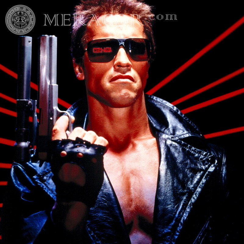 Terminator no avatar Dos filmes Íngremes Homens Com arma