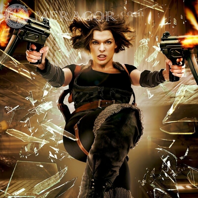 Milla Jovovich Resident böses Avatar Bild Aus den Filmen Frauen Für VK Mit Waffe
