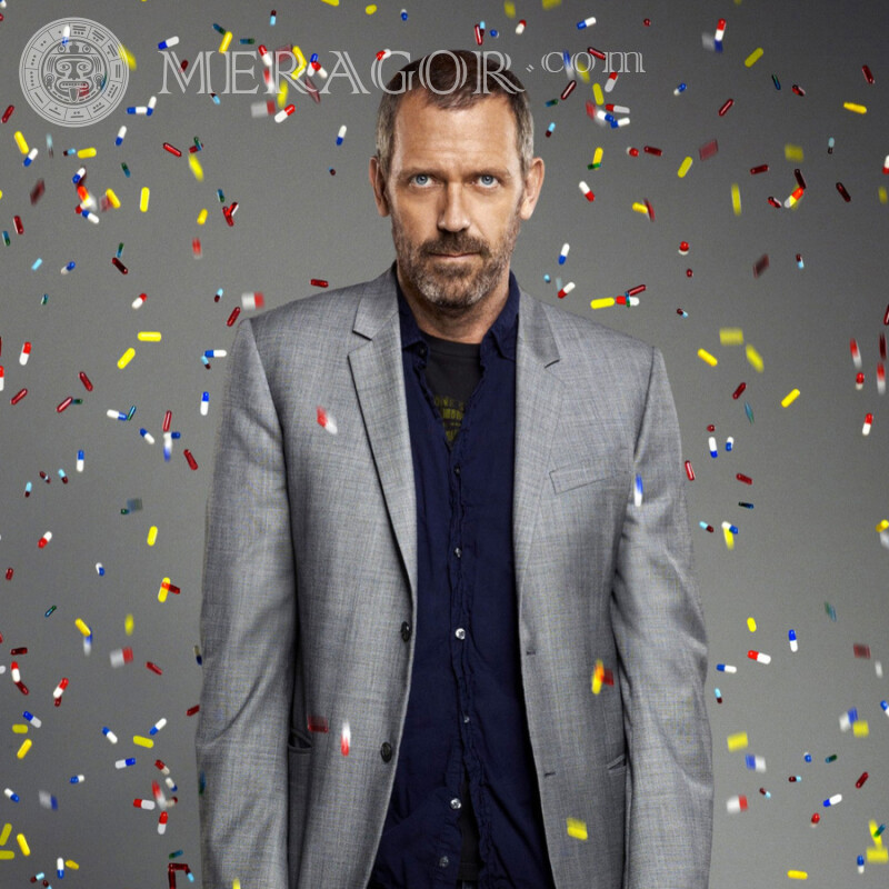 Dr House in a jacket on the avatar From films Business Men Unshaved
