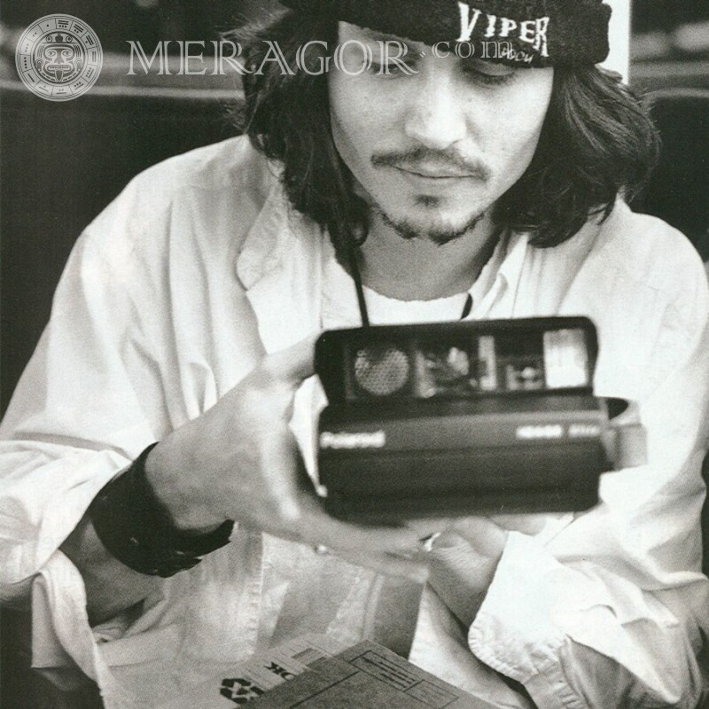 Johnny Depp for profile picture Celebrities Men Black and white
