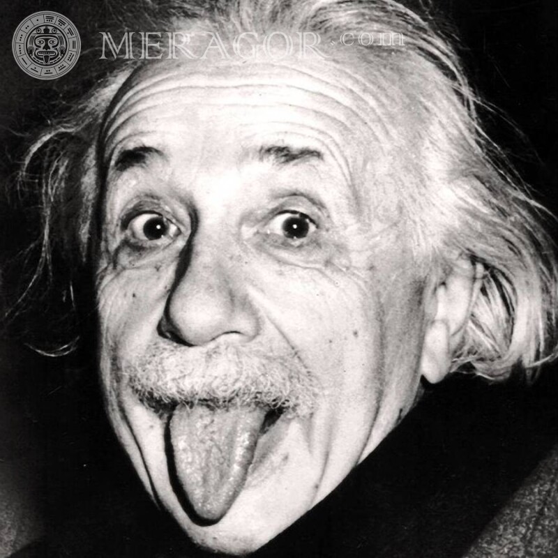 Albert Einstein a collé sa photo de langue sur sa photo de profil Célébrités Visages, portraits Visages d'hommes Les personnes âgées