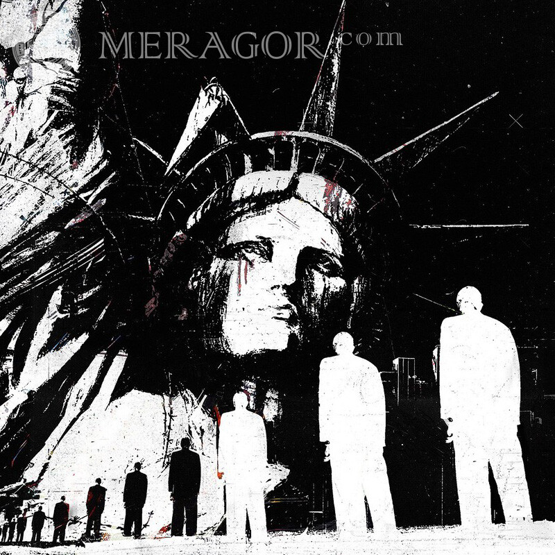 Statue de la liberté photo grunge Célébrités Noir et blanc