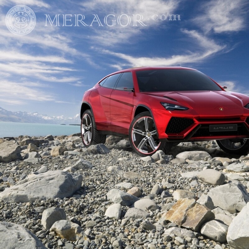 Foto del coche de alta velocidad Lamborghini en el avatar de un chico Autos Transporte