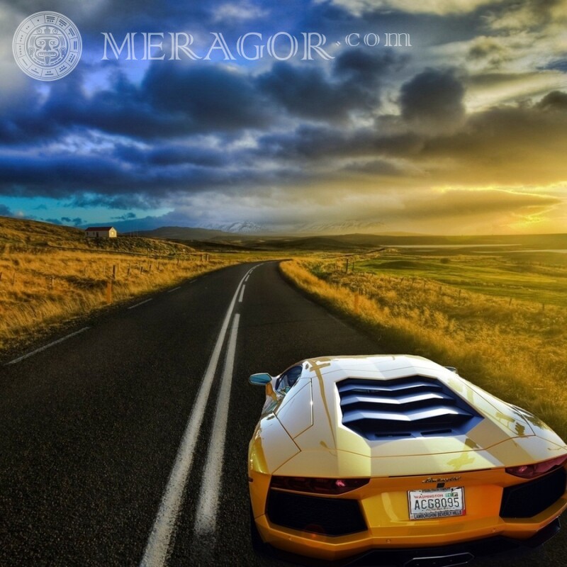 Bild eines Sport-Lamborghini auf dem Avatar eines Mannes Autos Transport