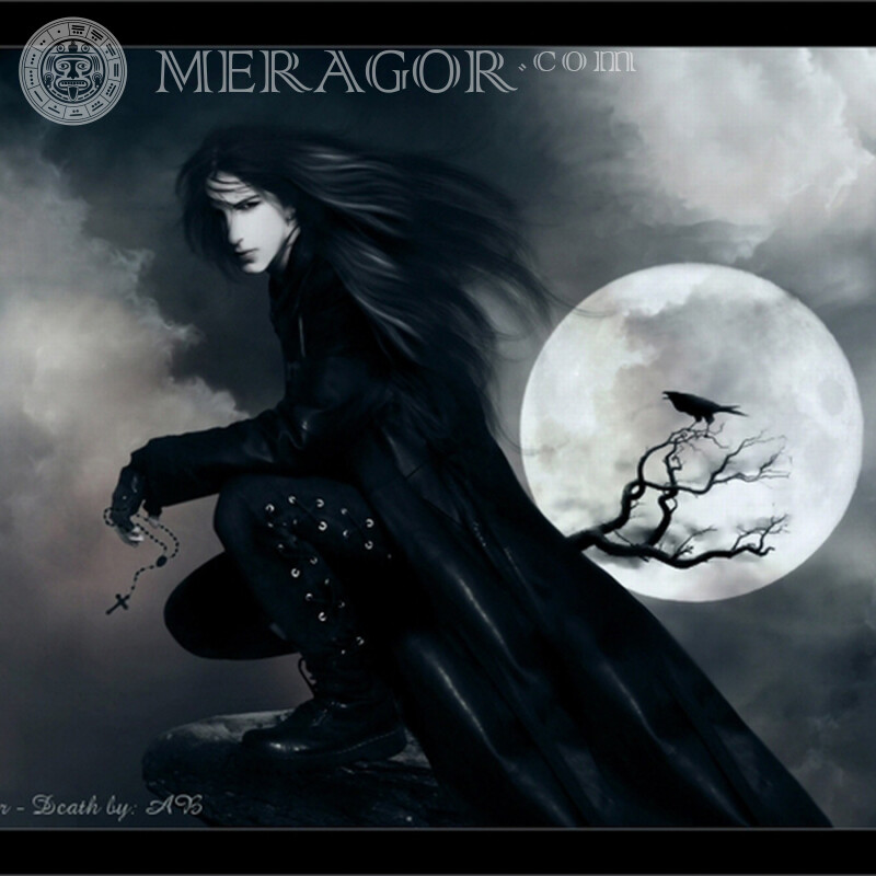 Молодий хлопець вампір під місяцем аватарка Хлопець Аніме, малюнок Вампір