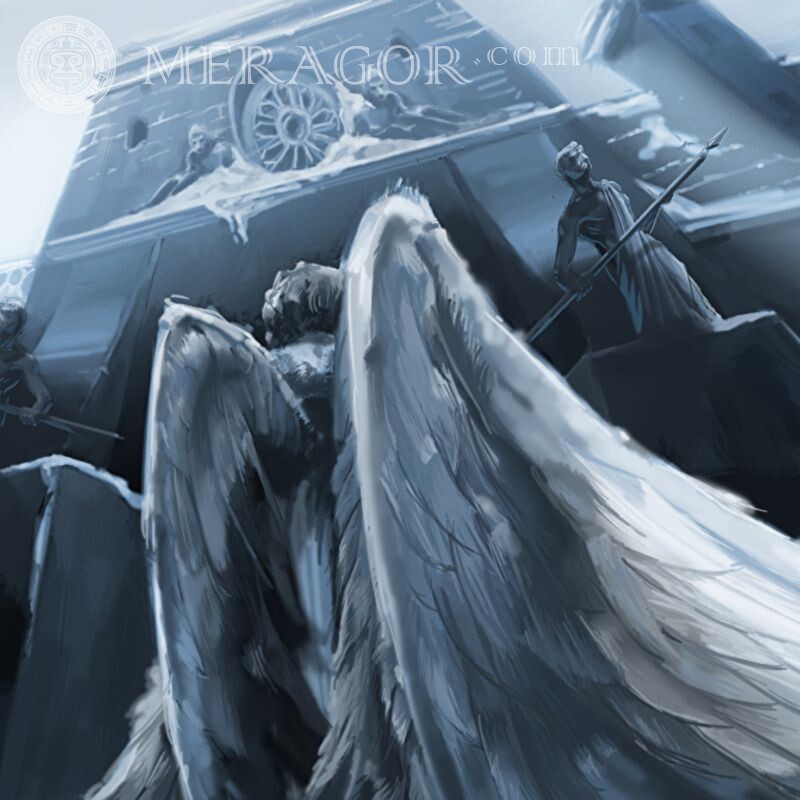 Ангел рисунок для аватара со спины Ангелы Аниме, рисунок