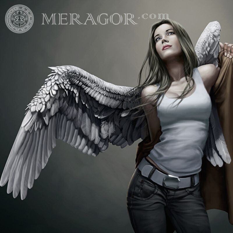 Девушка ангел красивый аватар Ангелы Аниме, рисунок Девушки