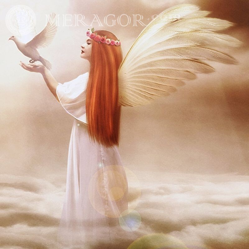 MERAGOR | Рыжая девушка ангел красивая картинка на аву