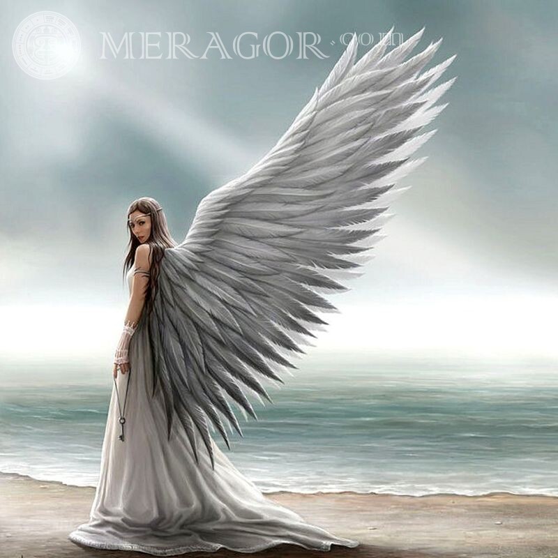 Ангел на берегу океана картинка на аватар Ангелы В платье В полный рост