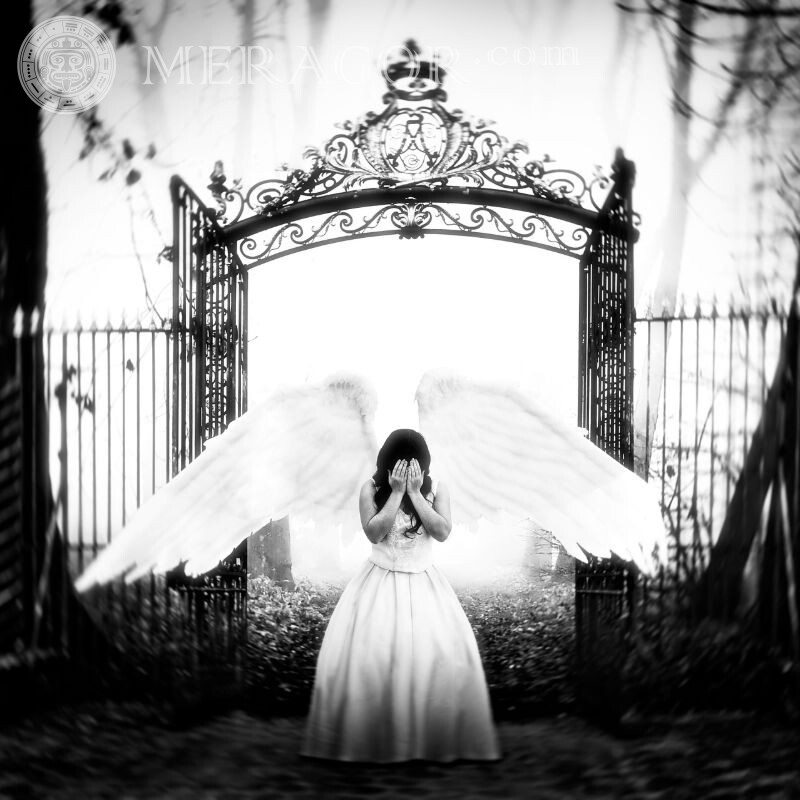 Crying angel sad picture for icon Angels Sad Black and white