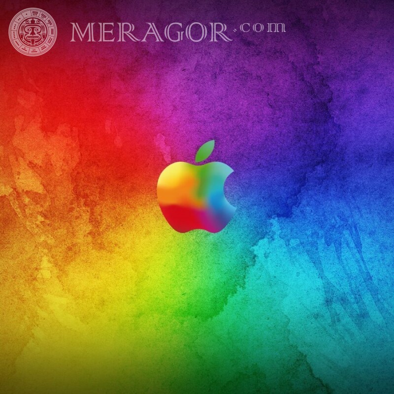 Apple логотип на радужном фоне на аву Logos Technik