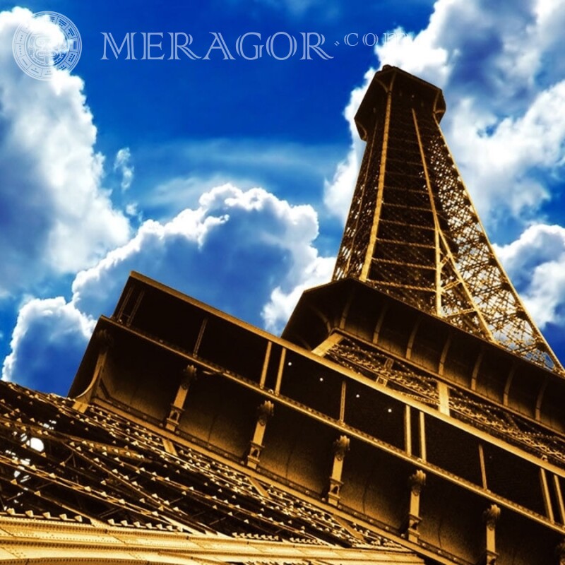 Foto da Torre Eiffel de Paris abaixo na foto do seu perfil Edifícios
