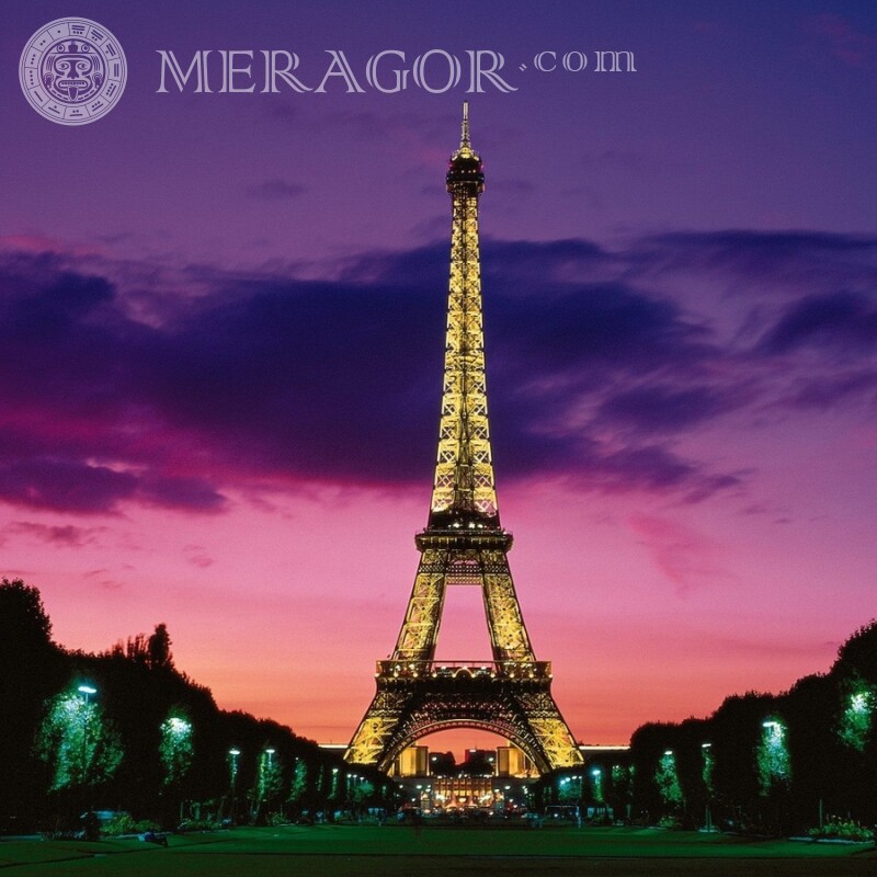 Eiffelturm auf dem Hintergrund des Nachthimmel-Avatars Gebäude