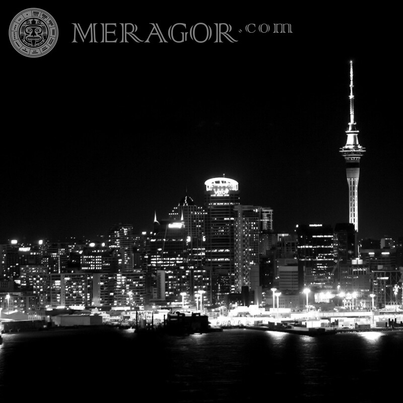 Black and white photo of the night city on your profile picture Buildings Black and white
