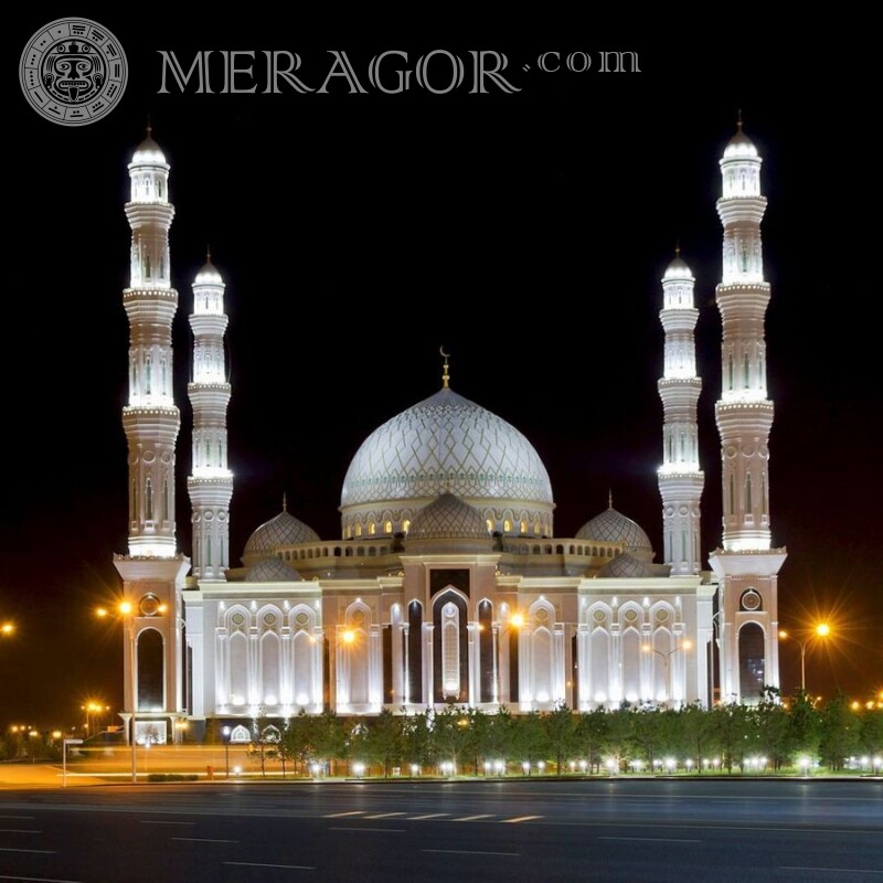 Luminous mosque for profile picture Buildings