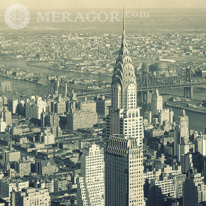 Foto retro de la vista aérea de Megapolis para foto de perfil Edificios
