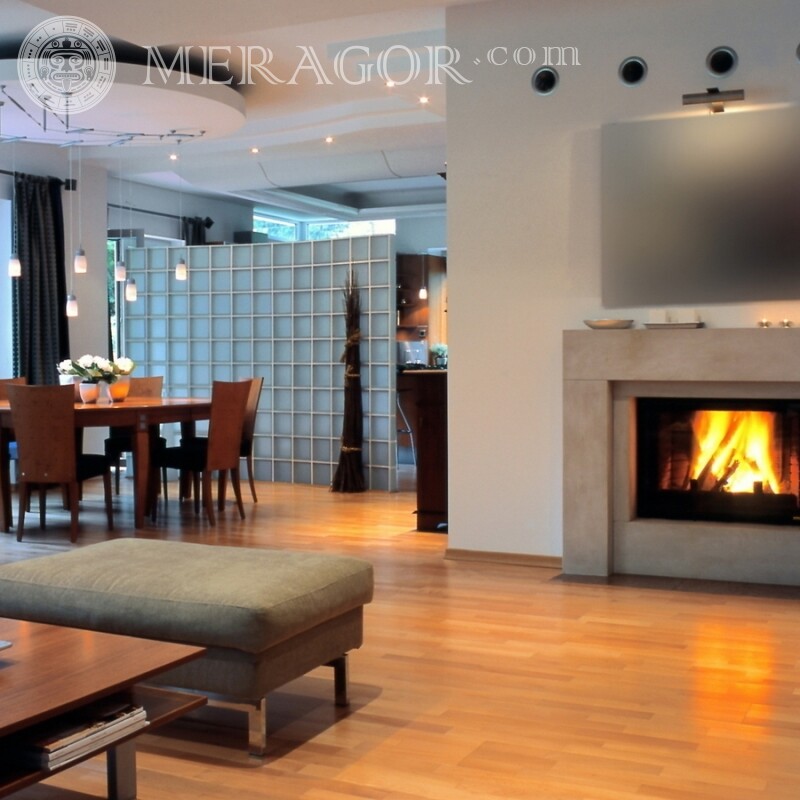 Salon avec cheminée photo intérieure pour votre photo de profil Bâtiments