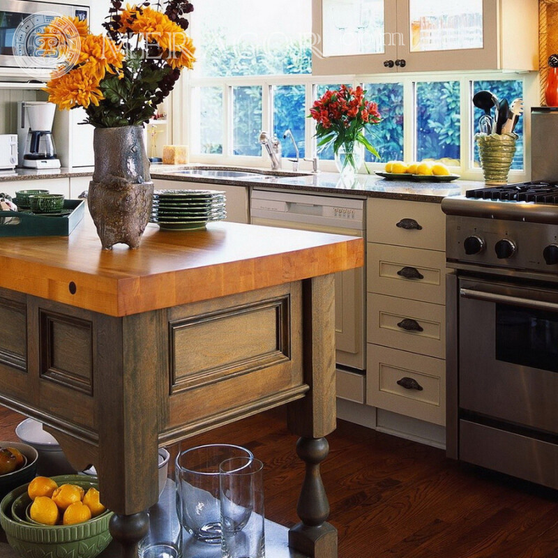 Kitchen interior in a country house on the profile picture Buildings