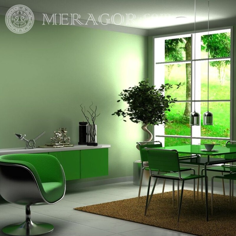 Кімната в зелених тонах на аватарку Будівлі