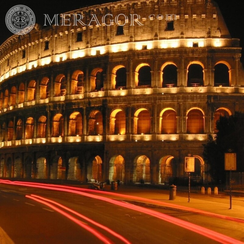 Foto do Coliseu à noite para foto de perfil Edifícios