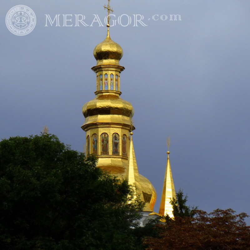 Golden dome of the church on the profile picture Buildings