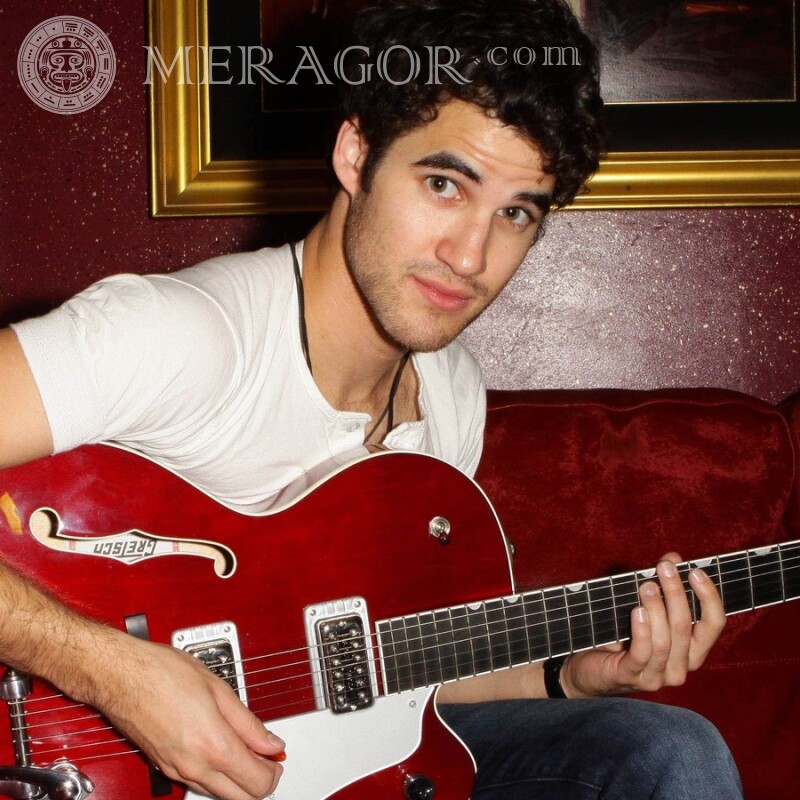 Darren Criss mit einem Gitarrenprofilbild Prominente Für VK Junge Herr
