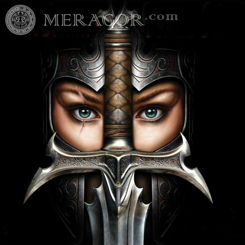 Обличчя дівчини лицаря на аватарку Зі зброєю Дорослі дівчата Жінки Для ВК