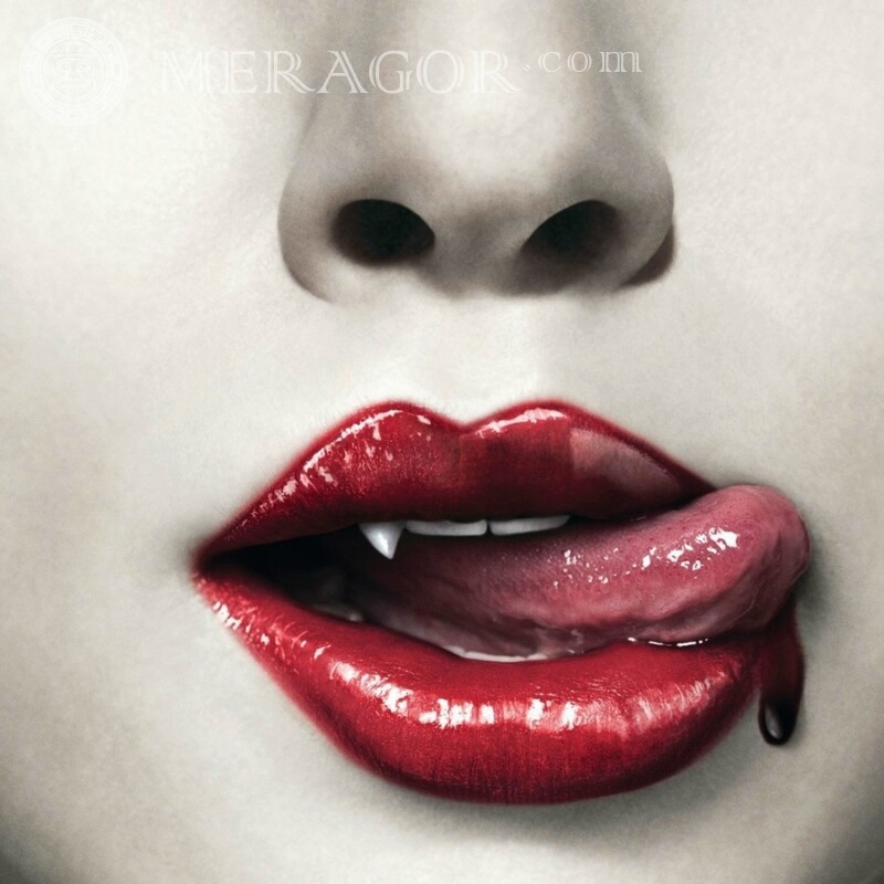 Lindos lábios de vampiro para avatar Anime, desenho Vampiros