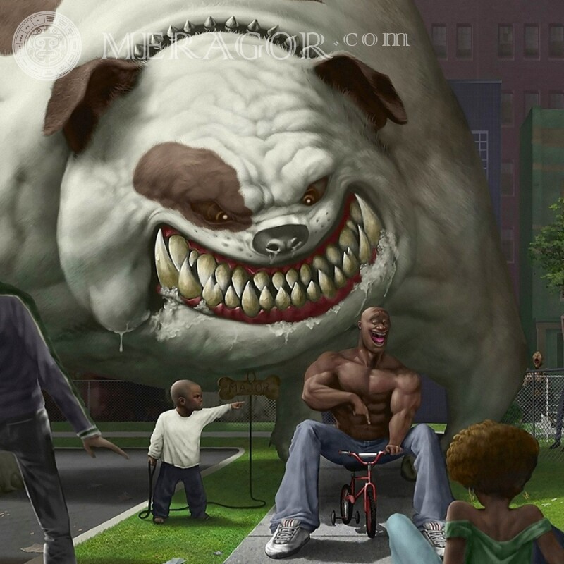 Cool art with a dog on the avatar Humor Anime, figure Funny