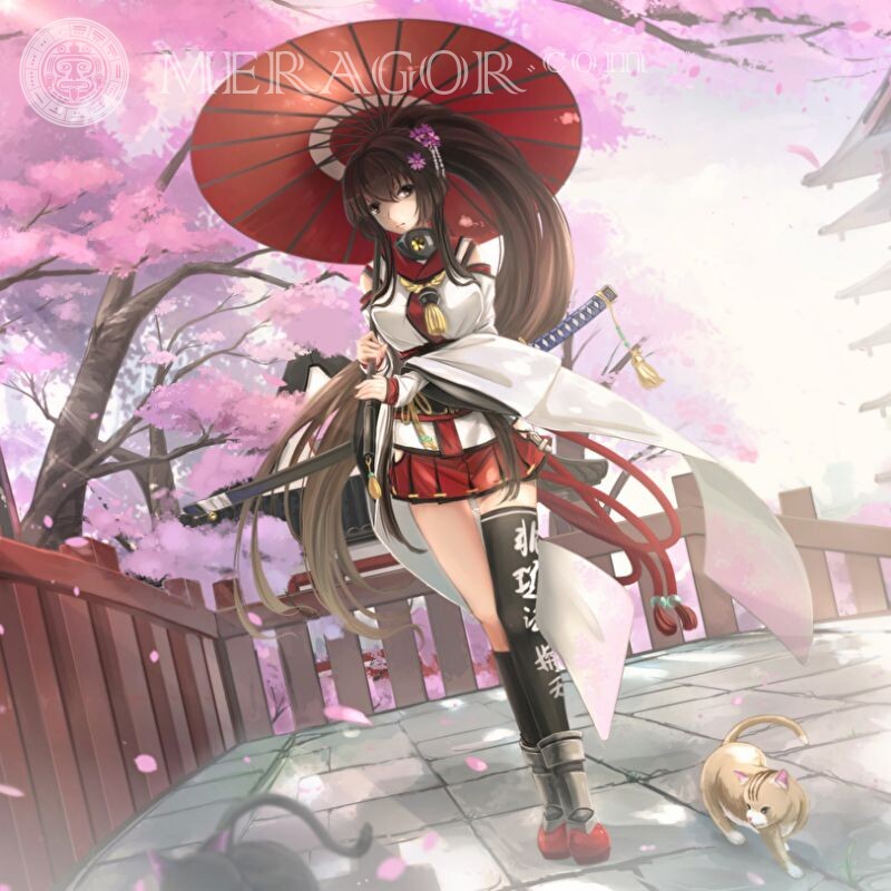 Hermosa chica con armas de anime en avatar Anime, figura Niñas Pelo largo