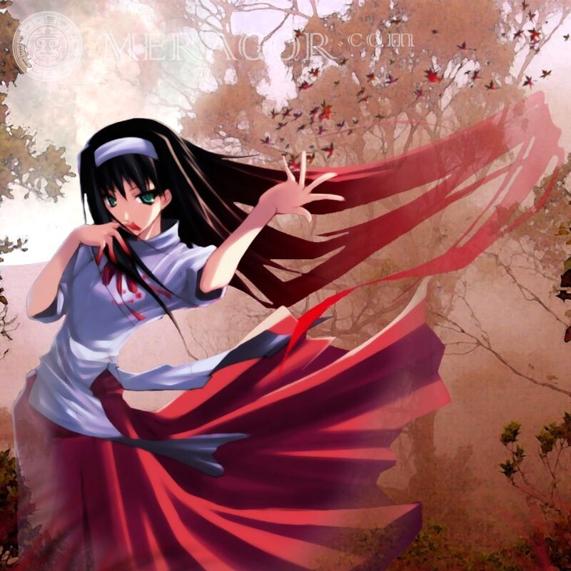 Girl dance autumn anime art for icon Anime, figure
