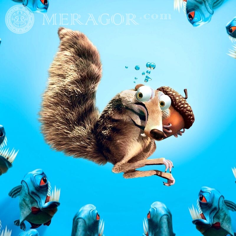 Scrat (Scratch) Eichhörnchen aus dem Cartoon auf dem Avatar Eiweißstoffe Zeichentrickfilme