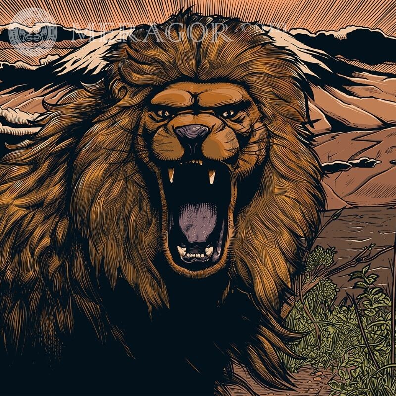 Аватар для вконтакте лев Львы Аниме, рисунок