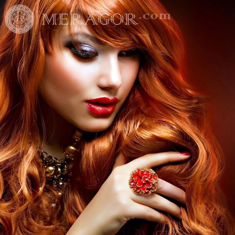 Glamorous girl with red hair Redhead Glamorous Girls Women