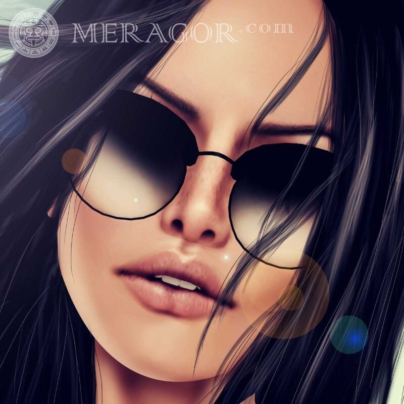 Art with a glamorous brunette girl Faces, portraits Anime, figure Brunettes In glasses