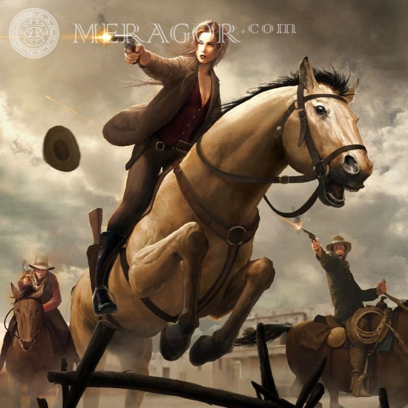 Дівчина на коні картинка на аву Коня Жінки Коротковолосі