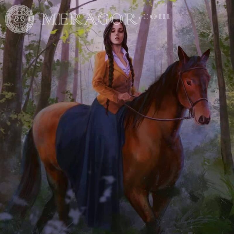 Garota avatar a cavalo Cavalo Meninas adultas Verão