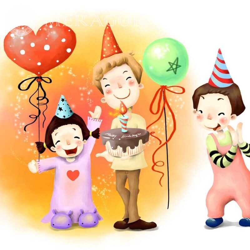 Geburtstagsbild für Avatar Anime, Zeichnung Feierzeit