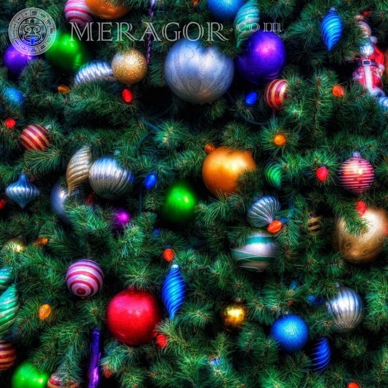 Weihnachtsbaum und Weihnachtskugeln auf einem Avatar Feierzeit
