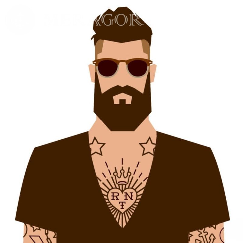 Картинка на аватар чоловік з бородою Чоловічий Аніме, малюнок В окулярах