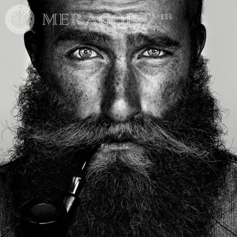 Schwarzweiss-Avatar eines Mannes mit Bart Bärtig Gesichter, Porträts Alle Gesichter Gesichter von Männern