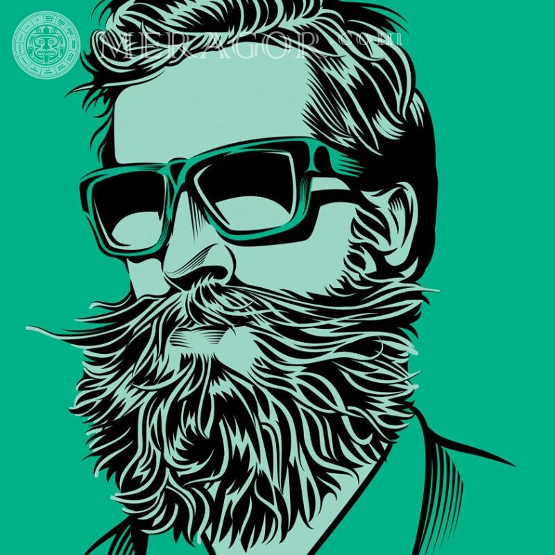 Рисунок на аву мужчина с бородой Бородатые Аниме, рисунок Лица, портреты Лица парней