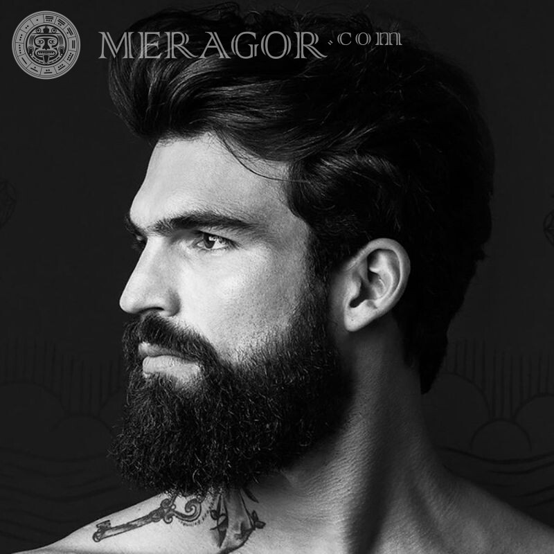 Black and white photo beard for avatar Bearded Faces, portraits Faces of guys Faces of men