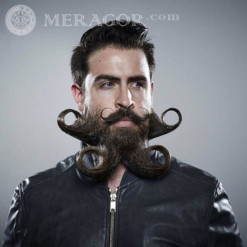 Image drôle avec une barbe et une moustache Barbu Visages, portraits Visages de jeunes hommes Visages d'hommes