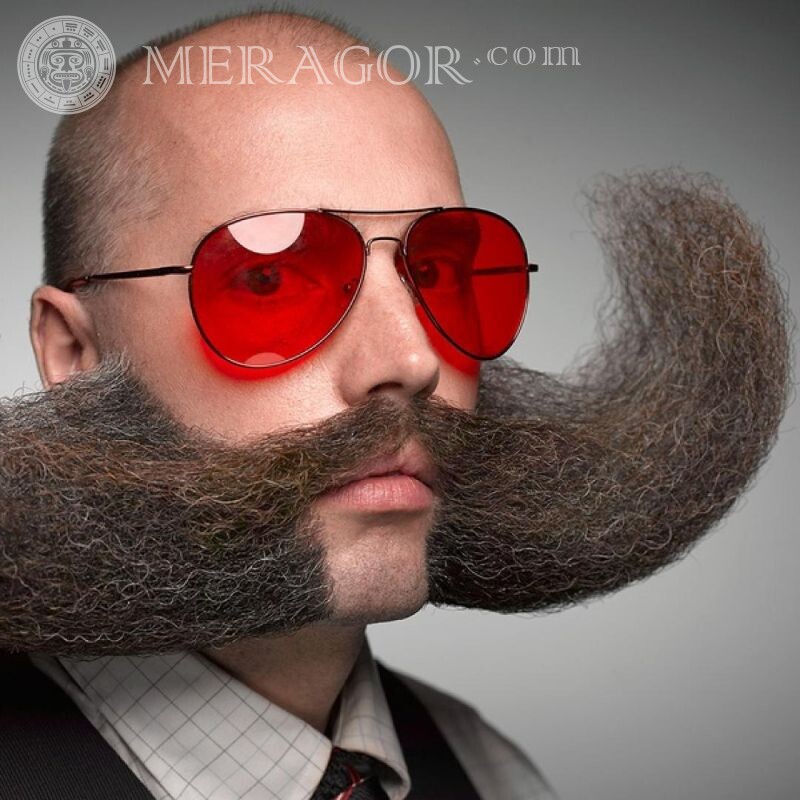 Photos d'avatar de moustache Avec les lunettes Visages, portraits Visages d'hommes