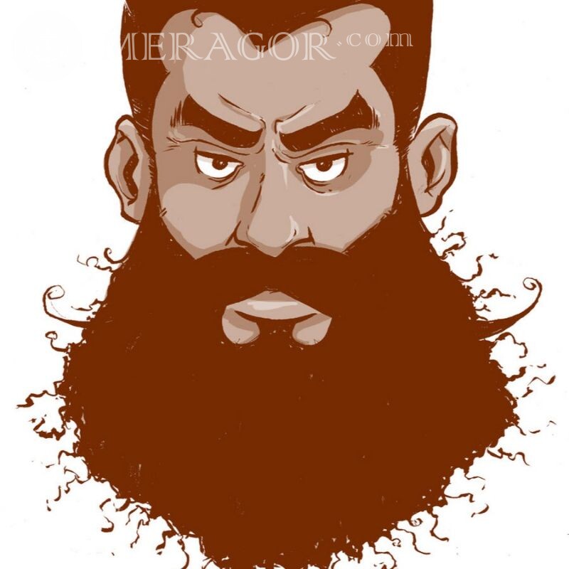 Desenho de um homem com uma grande barba Barbudo Anime, desenho Pessoa, retratos Todas as faces
