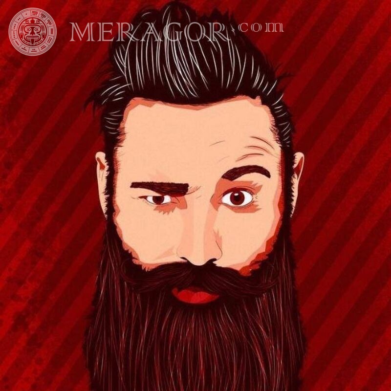 Dibujo de un hombre barbudo descargar en avatar Barbado Anime, figura Rojos Caras, retratos