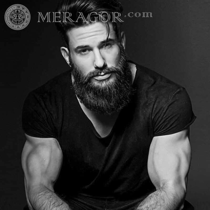 Mec musclé avec une photo de barbe pour avatar Barbu Visages, portraits Gars Hommes