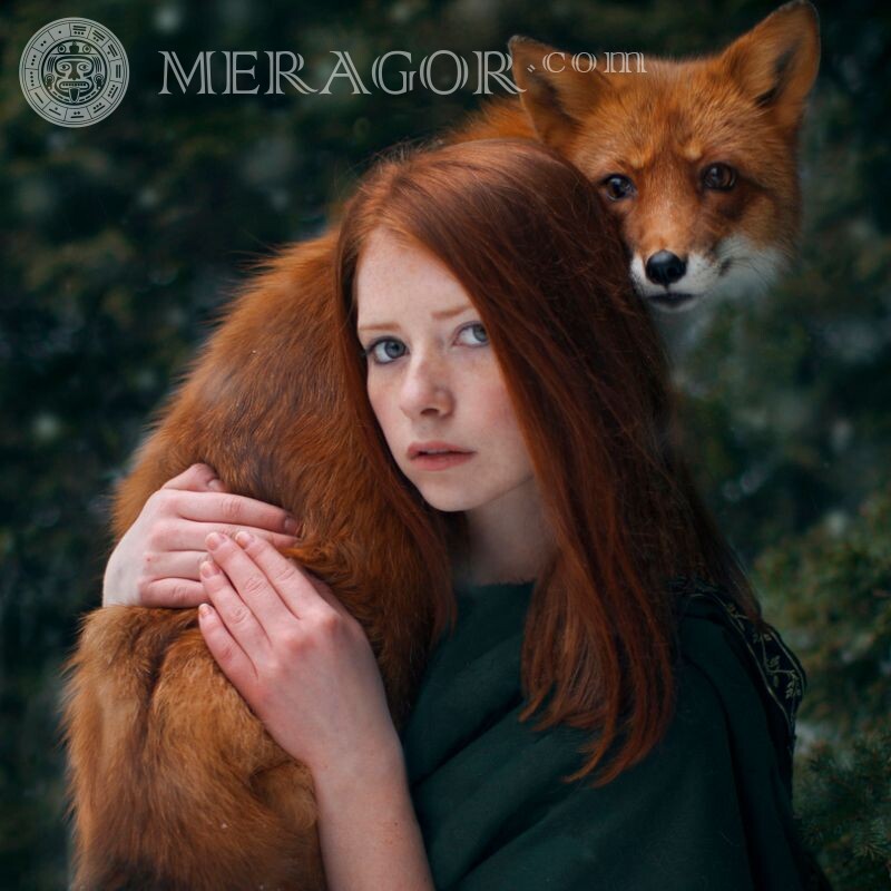 Photos of red girls with a fox Small girls Foxes Summer